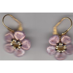 Boucles d'oreilles Fleur rose lilas