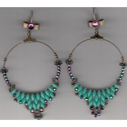 Boucles d'oreilles Pyramide turquoise violet opale