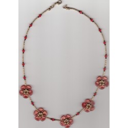 Collier Fleurs red