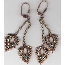 Boucles Feuilles or turquoise